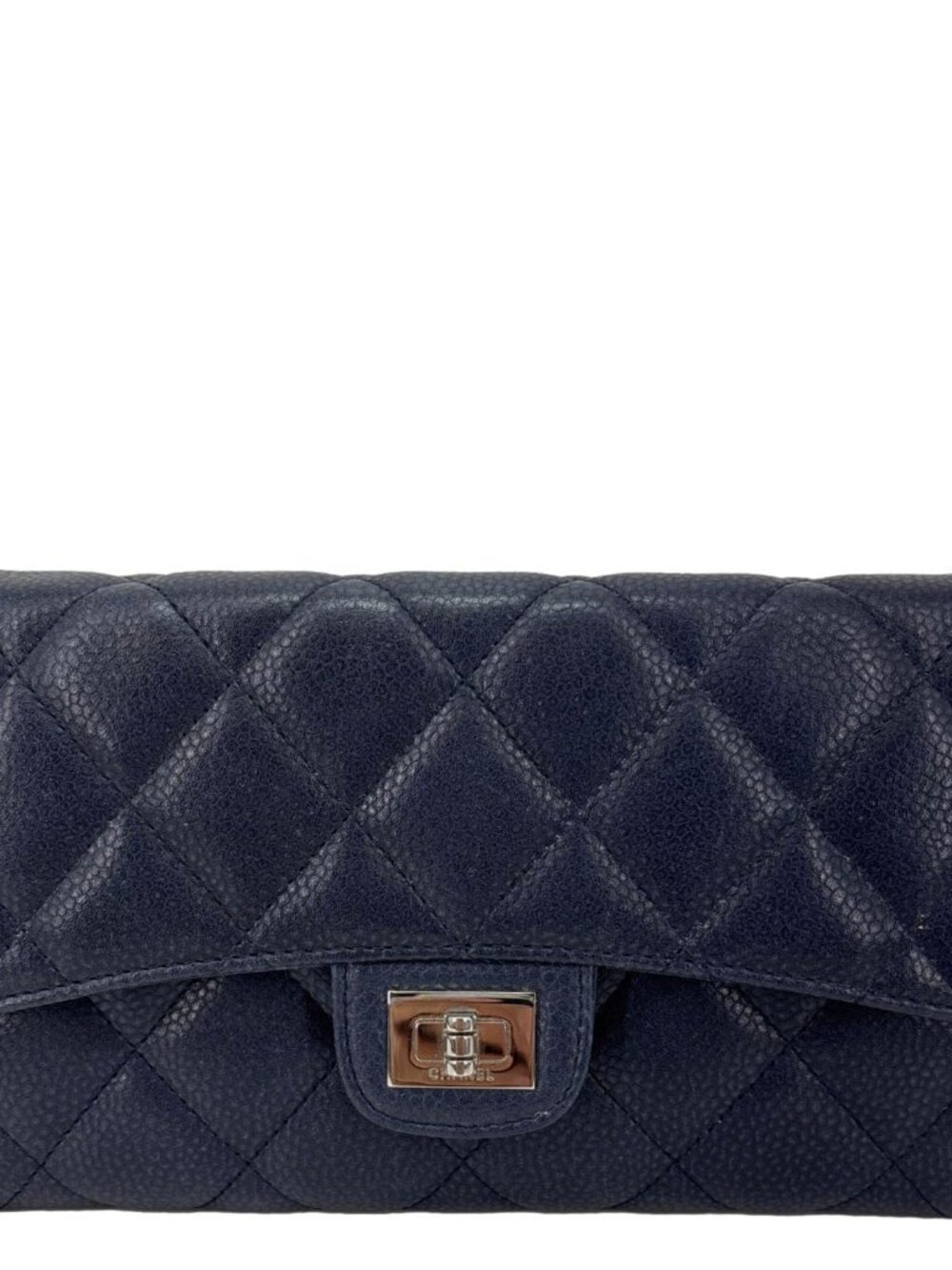 Chanel Reissue Long Flap Quilted Caviar Leather Wallet Navy Blue
